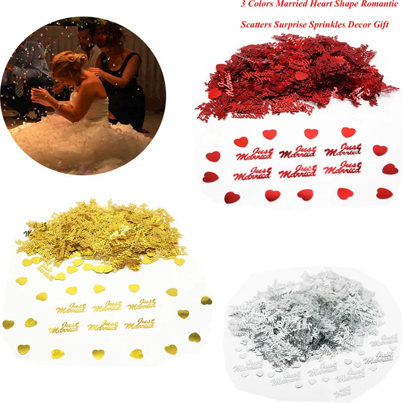 

Hot 380pcs Table Party Scatters Confetti Gold Silver Just Married Wedding Decor Free Shipping