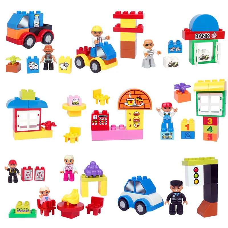 

DOLLRYGA 8 Boxes/Set Color Bricks DIY Bulk Building Blocks Compatible Legoing Duplo Little Man Toys Birthday Gift Free Shipping