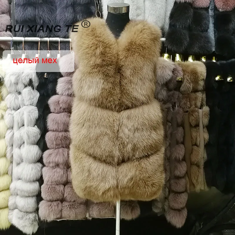 Новинка, Модный женский жилет из натурального меха, пальто из натурального Лисьего меха, роскошный жилет из натурального меха с пуговицами, зимняя теплая верхняя одежда из меха лисы