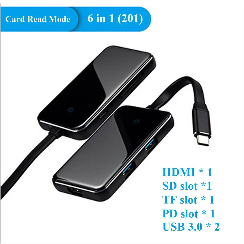 Card Reader 201 3,0 USB C концентратор HDMI RJ45 VGA док-станция для huawei mate 20 Pro 10 Macbook Surface Pro 6 type C концентратор для samsung S8 S9 Plus ASUS Xiaomi - Цвет: Card Reader 201