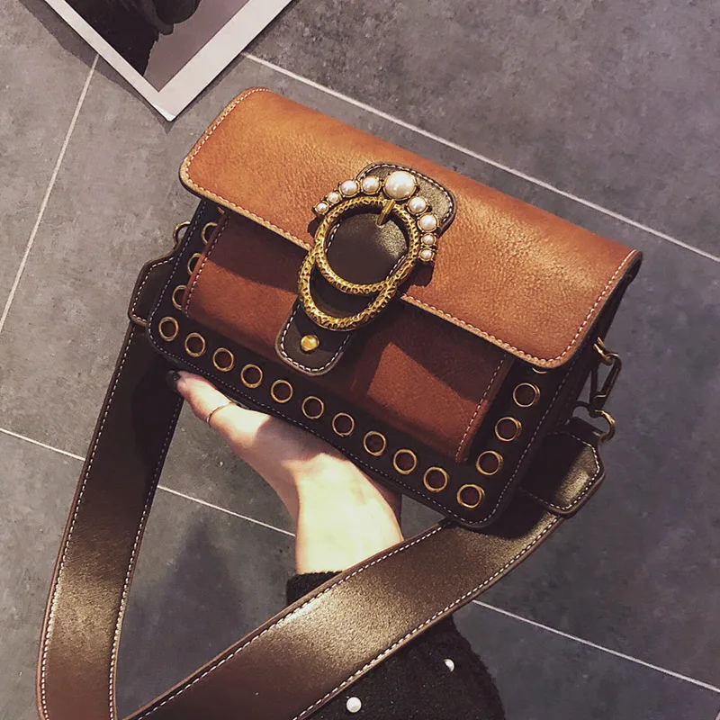 

2018 Vintage PU Leather Women Bag Fashion Small Women Messenger Bag Two Strap Shoulder Bag Crossbody Bags