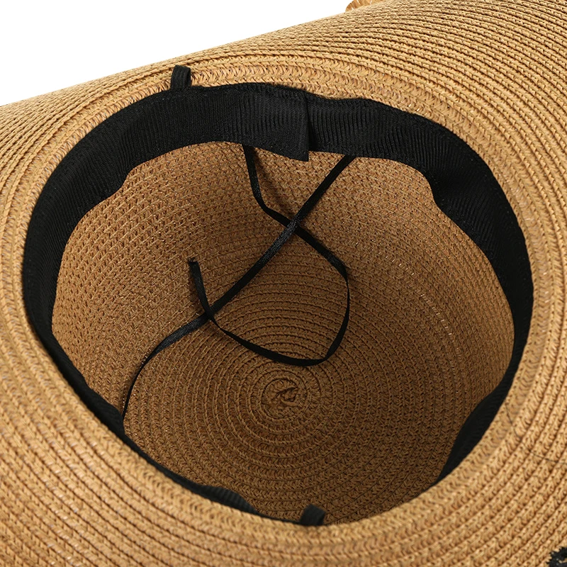 Женская летняя шляпа с буквенным принтом и бантом с широкими полями, Солнцезащитная воздухопроницаемая Кепка, универсальная
