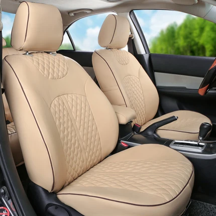 Автомобильные чехлы для сидений автомобиля для volkswagen phaeton, черные кожаные чехлы из ПВХ, защитное покрытие автомобильного сиденья, аксессуары для интерьера - Название цвета: beige 1