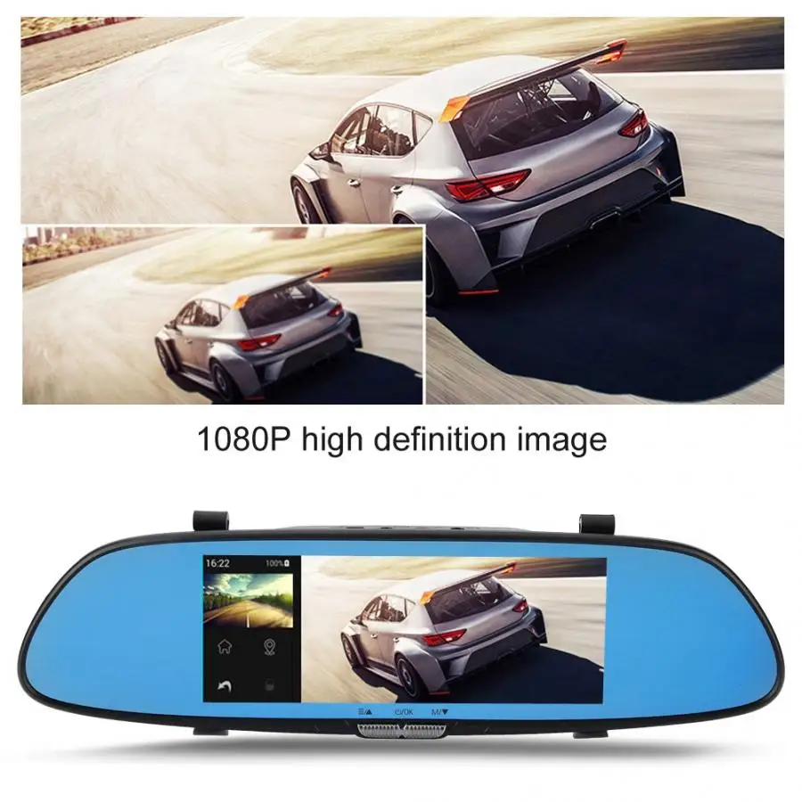 7 дюймов 1080 P сенсорный экран Автомобильный видеорегистратор с двойным объективом резервный зеркало заднего вида камера ночного видения araba aksesuar Автомобильная камера рекордер