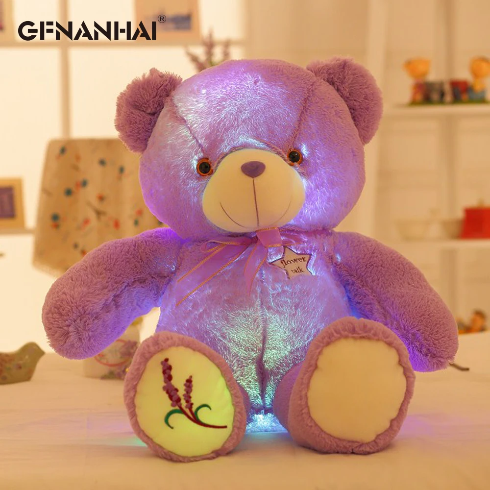 1pc 50/75cm Cute Lighting Luminous Lavender Teddy Bear Plush toy Stuffed Soft LED Glowing Animal Bear Dolls for Children Gift