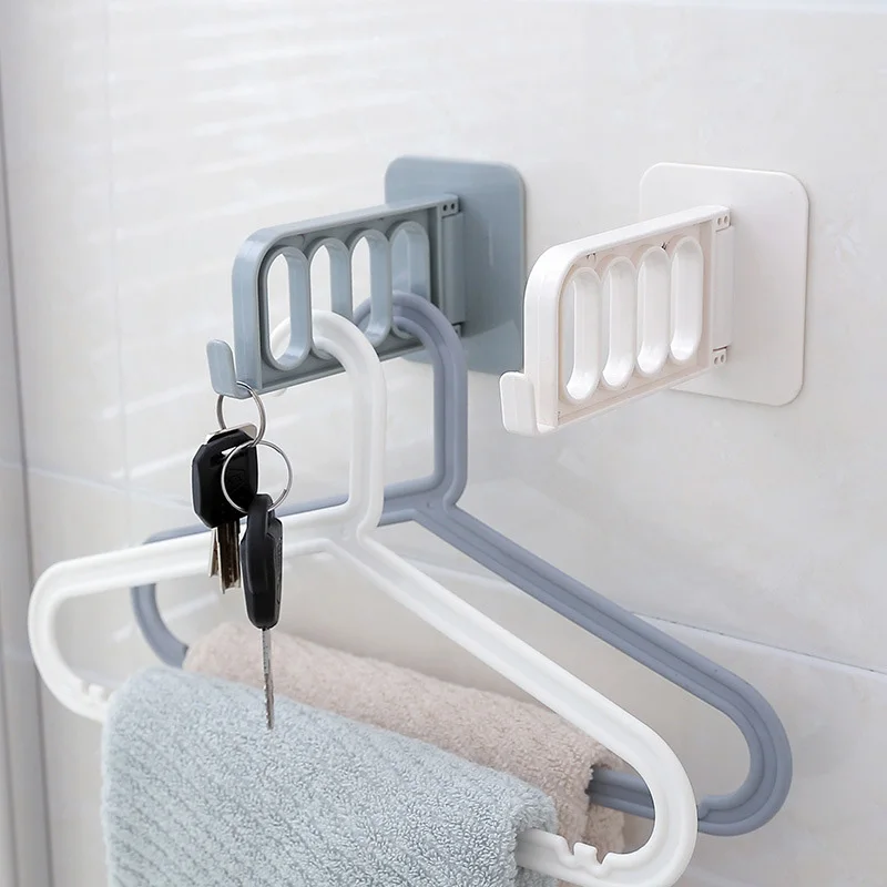 

Non-Marking Plastic Hanger Hook Wall-Mounted Clothes Storage Rack Wall Multi-Function Folding Sticky Hook