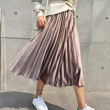 Хит, Женская Осенняя плиссированная юбка, бархатная, с высокой талией, в винтажном стиле, из кусков, повседневная женская юбка, HD88