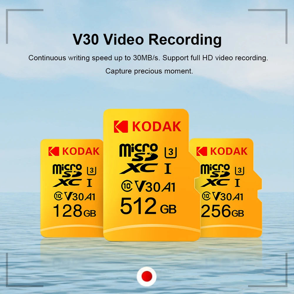 Kodak Micro SD карта 32 ГБ, 64 ГБ и 128 ГБ 256 GB 512 GB TF карты U3 A1 V30 карты памяти 100 МБ/с. чтения Скорость 4 K видео записи