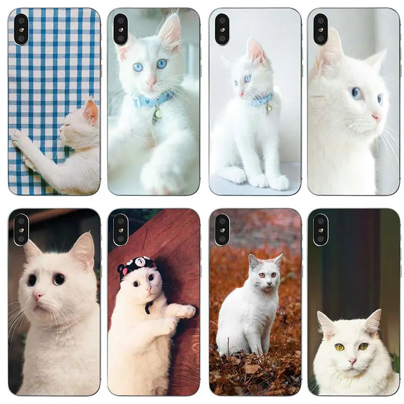 Лидер продаж милые Белый Кот Мягкие TPU силиконовые чехлы для iPhone X XR XS Max 7 6 6s 8 плюс 4