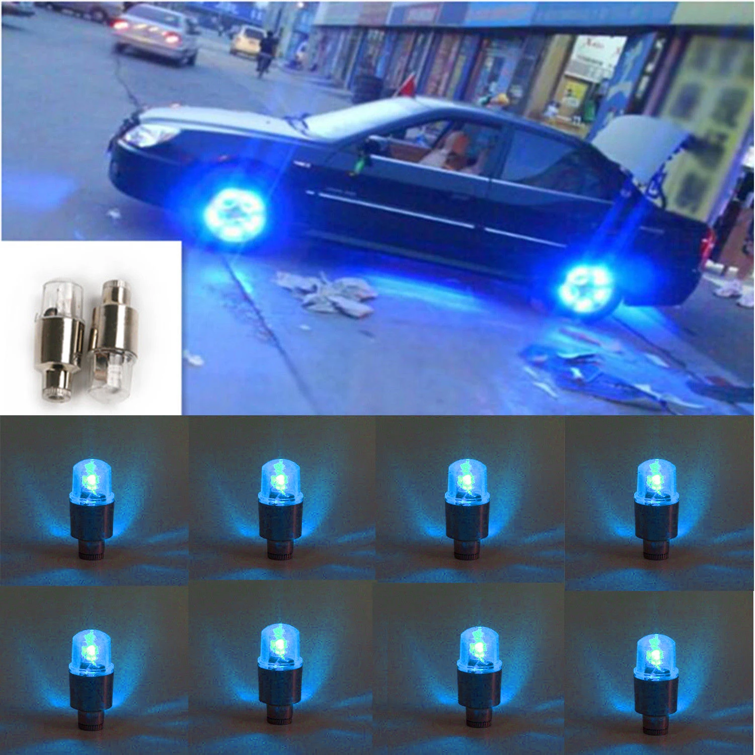 4x LED Car Wheel Tyre Decoration Bulb Tire Air Valve Stem Cap Light Lamps