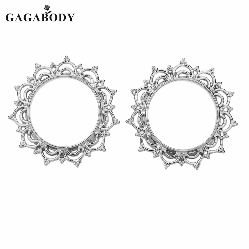 New Fashion Gold Color Round Ear Plugs 1 Pair 8mm to 25mm Ear Plugs