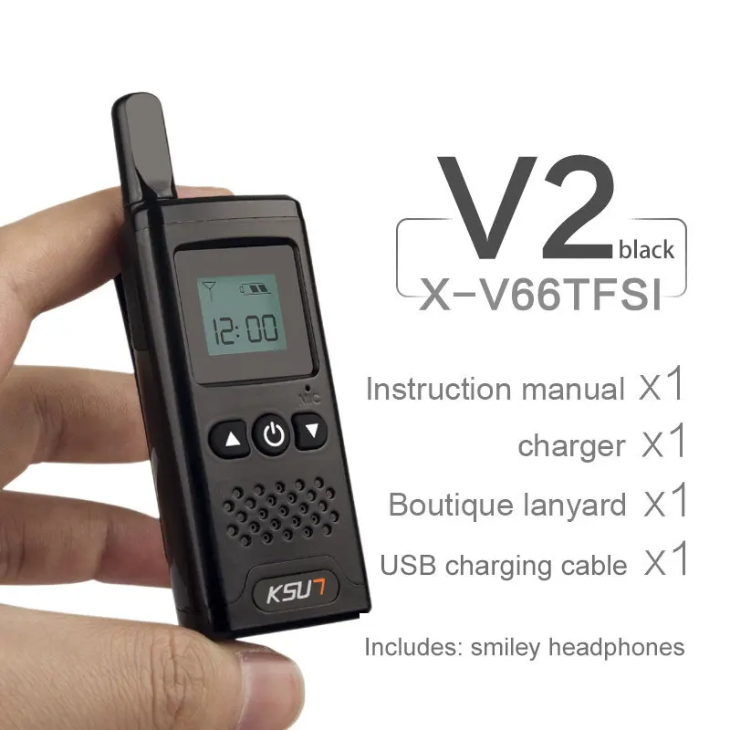 V2 BLACK Высококлассный бизнес радио мини рация KSXV66-V7 для гостиниц ресторанов туристические агентства развлечения - Цвет: V2 BLACK
