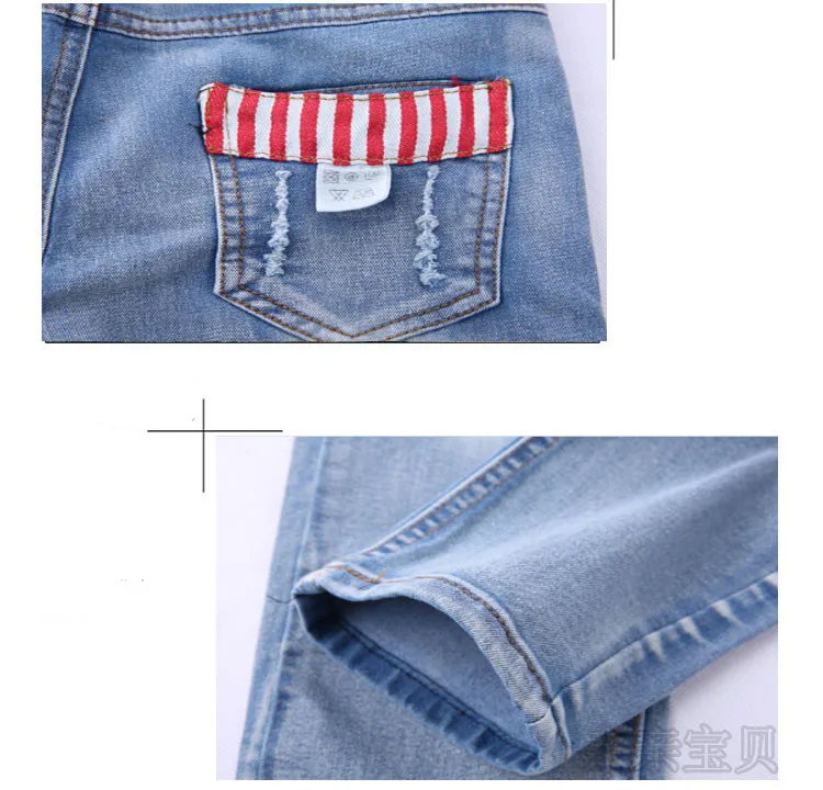 Брендовые штаны детские брюки модные джинсы для мальчиков детские рваные Леггинсы Весенняя джинсовая одежда повседневные джинсы для малышей от 4 до 12 лет
