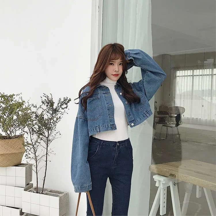 2018 Autumn Women Harajuku Solid Short Denim Jackets Casual Korean BF Batwing Jeans Jacket Loose One Breasted Coat Outerwear 2018 Autumn Women Harajuku Solid Short Denim Jackets Casual Korean BF Batwing Jeans Jacket Loose One Breasted Coat Outerwear