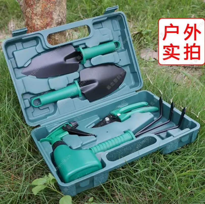 

Urijk 5 Pcs/set Garden Tool Set Shovel Rake clippers household Multifunctiona kit Garden Planting plastic case packing