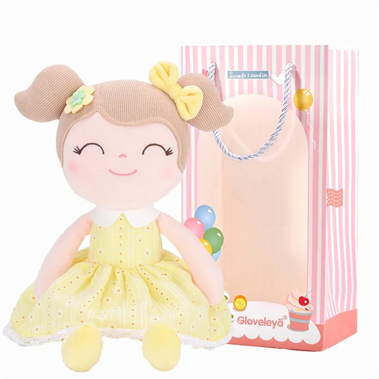 Плюшевые куклы Gloveleya, Весенняя желтая кукла для девочки, подарки, тканевые куклы, детская тряпичная кукла, плюшевые игрушки Kawaii - Цвет: Yellow-box