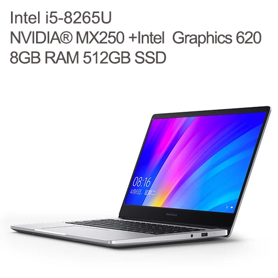 Ноутбук Xiaomi Redmibook, 14 дюймов, Intel Core i5-8265u/i7-8565u, 8 Гб DDR4, 2400 МГц, ОЗУ, NVIDIA GeForce MX250 - Цвет: i5 512GB