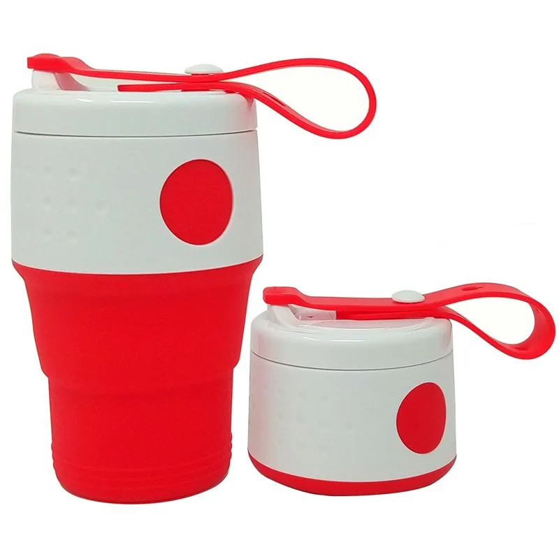 Кофейная чашка, портативная силиконовая складная чашка без бисфенола с герметичной пылезащитной крышкой для путешествий на открытом воздухе, Выдвижная мини-чашка для воды - Цвет: Красный