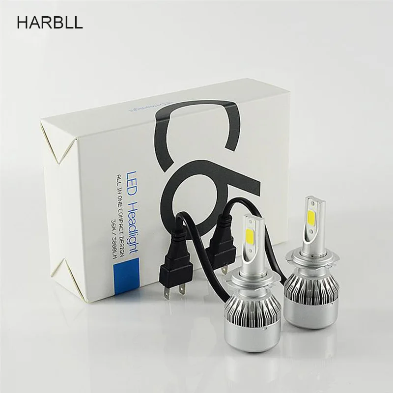 For Foggy Area! H7 Yellow Bulb Single Beam 2*36W 72W/SET LED Car Headlight Bulb Head Lamp Yellow