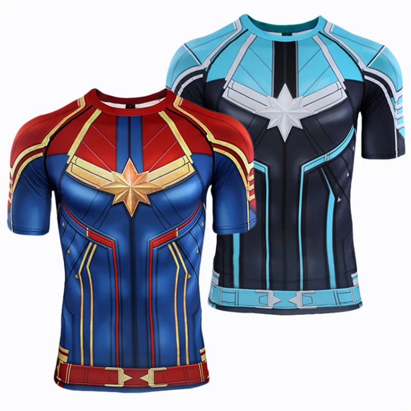 

Marvel T Shirt Avengers Captain Marvel 3D Printed fitness Men/Woman Compression Shirt Unisex Short Sleeve Tops cosplay costume
