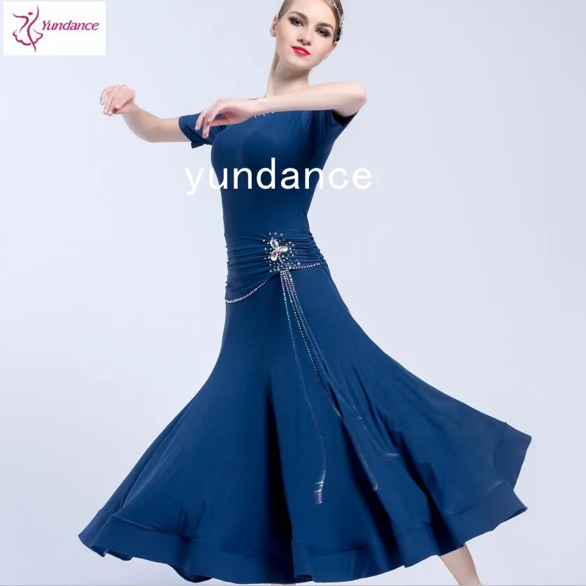 

One-piece dress ballroom dress navy blue with lace tailor made M-1715