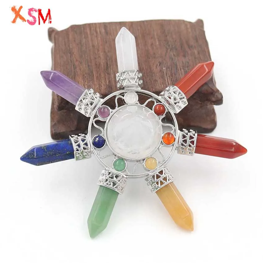 XSM Natural Stone Taper & 7 Chakra Points Energy Generator,Reiki Healing Crystal Gems,Balancing