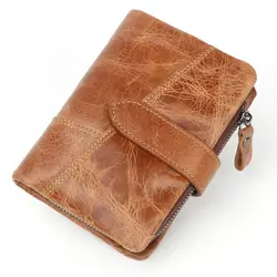 Модные мужские кошельки бумажник из натуральной кожи с карманом для монет двойная молния RFID сумочки мужские s клатч сумки Держатель для