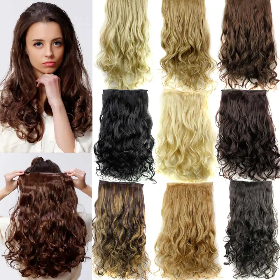 5 Clip in Hair Extensions 23 120g Long Curly Hair Extensions Cheap Synthetic Hair Piece  Multicolor Available