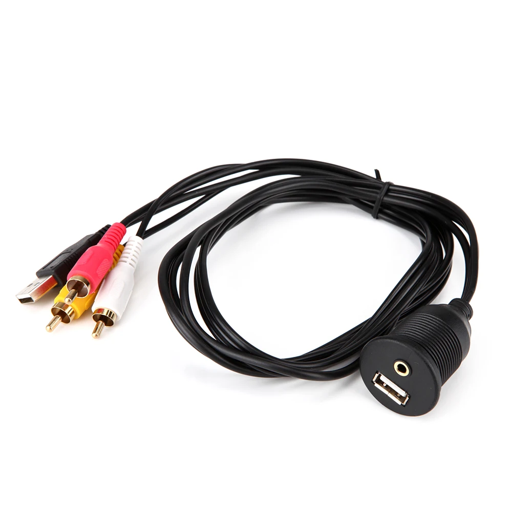 High speed USB 2.0 Extension Lead Car Dashboard Flush Mount Set 3.5mm