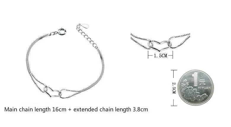 Шармы браслеты с сердечками и браслеты для женщин 925 стерлингового серебра ювелирные изделия Femme Bileklik Pulseira Pulseras Love
