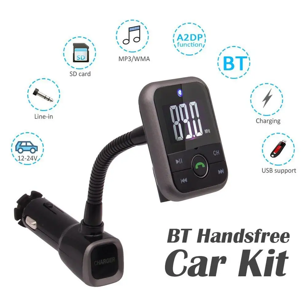 Car Kit MP3 Player Wireless Bluetooth FM Transmitter Radio Adapter Car Charger USB SD Card Reader and Calling Remote Control