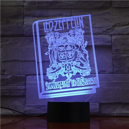 Светодиодный ночной Светильник музыка английский рок-группы Led Zeppelin книга 3D Иллюзия лампы для Офис украшения комнаты классный подарок для вентиляторы