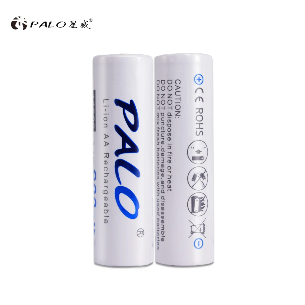 

PALO 2pcs 3.7V Li-ion Rechargeable Batteries 14500 900mAh AA Battery Lithium Cell for Led Flashlight Headlamps Torch Mouse