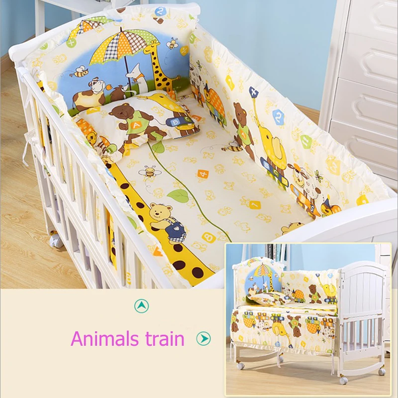 

5pcs 100% cotton Baby Bed Bumper Removable Thickened Baby Bedding Baby room decor Newborn Kids Crib Bumper Cartoon Safe soft