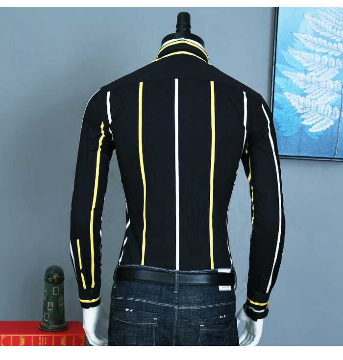 Caiziyijia Новинка 2019 года дизайнер с длинным рукавом Camisa Masculina мода платье в полоску рубашка для мужчин повседневное Slim Fit Хлопок Бизнес рубашк