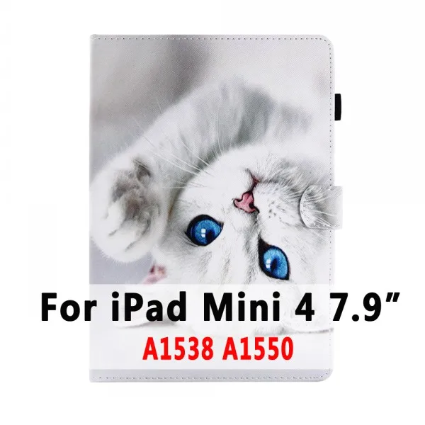 Чехол для iPad 6th поколения 5th Air 1/Air 2/Pro 9,7 10,5 11 Mini 1 2 3 4 7,9 чехол Funda с мультяшным котом Смарт кожаный чехол - Цвет: For iPad Mini 4 Case