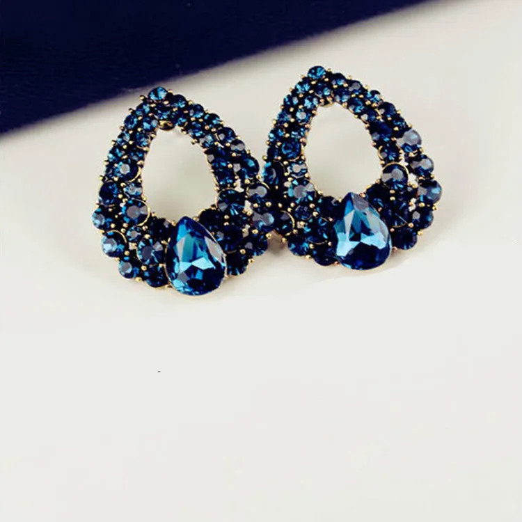 2020 высокое качество новинка полностью голубые стразы в форме капли воды