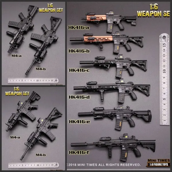 

1/6 Scale Soldier Main Weapon Model Accessories HK416&M4 Series A total of 8 Action Figures Model Accessories