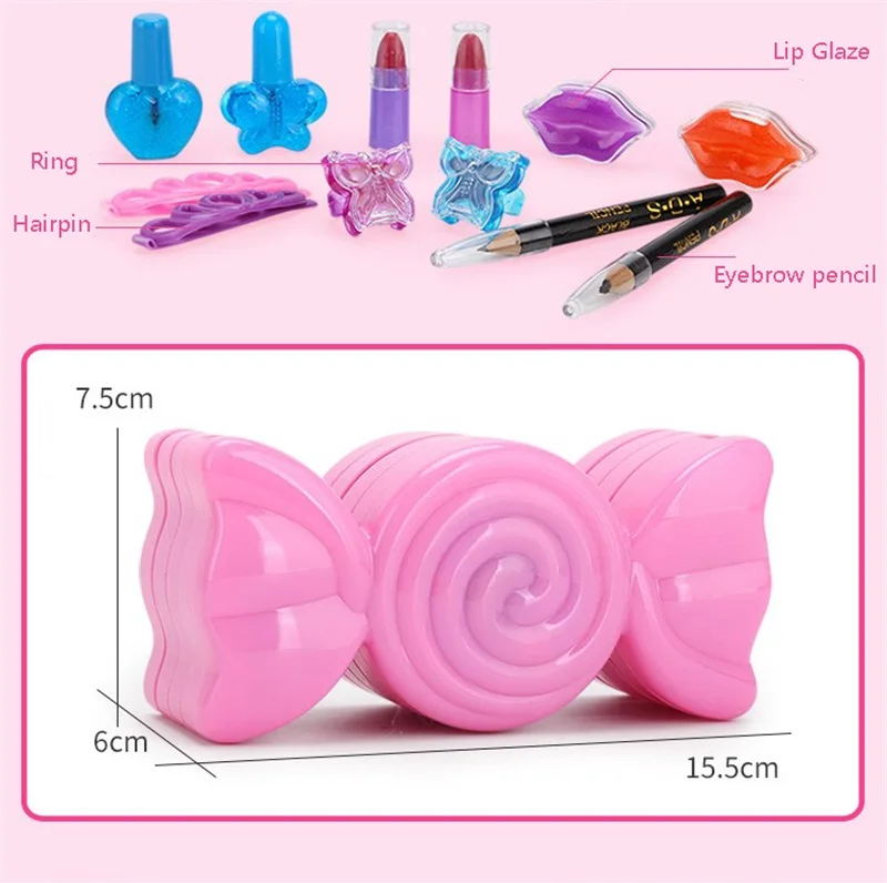 Girls Make Up Set Toys Pretend Play Simulation Cosmetic Bag Beauty Makeup Tools Kit Children Pretend Play Toys Safe Non- toxic