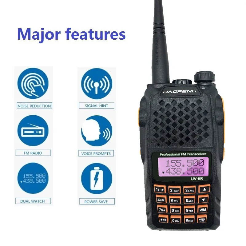 Рация Baofeng UV 6R Talkie 7 Вт 2 шт. высокомощная двухсторонняя радиостанция UHF VHF
