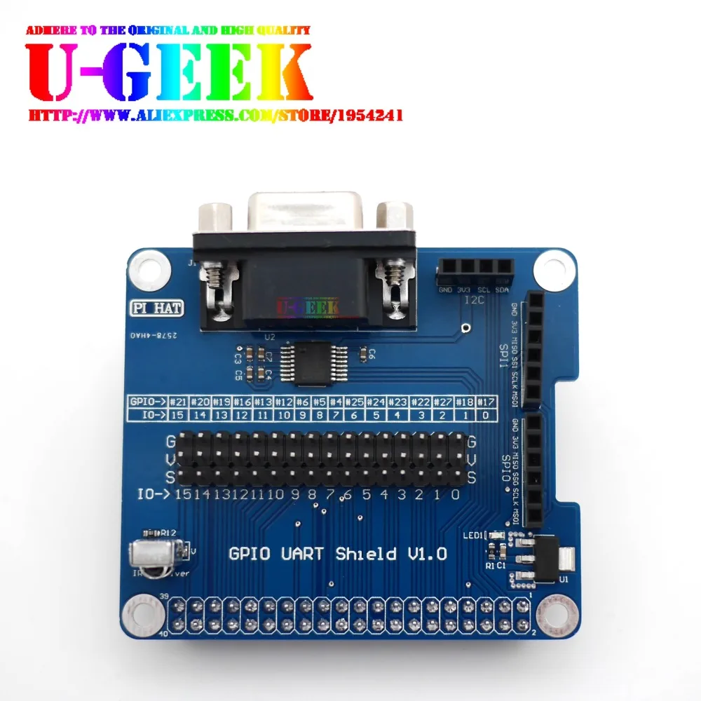 UGEEK – Design Original! Carte d'extension de Port série RS232 pour Raspberry  Pi 3 modèle B, 3B +, 3A + GPIO UART Shield, avec réception IR