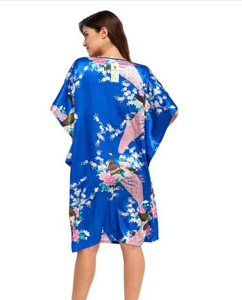 Chinese Women Silk Home Dress Robe Summer Lounge Nightshirt Short Sleeve Sleepwear Nightgown Plus Size 6XL A-073 women sleepwear sleepwear pajamas silk robe women dress
