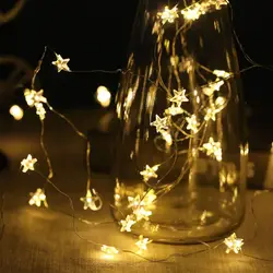 Звезды СИД Медный провод строка фонари светодиодные гирлянды Рождество Свадебные украшения огни Батарея работать гирляндой