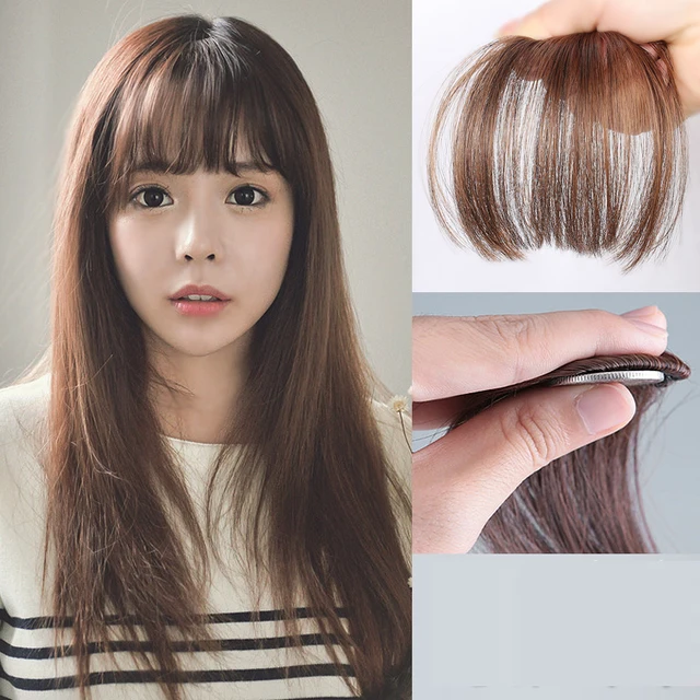 2016 New Fashion Natural Thin Mini Bang Clip In On Hair Bangs Fringe Extensions Four Color