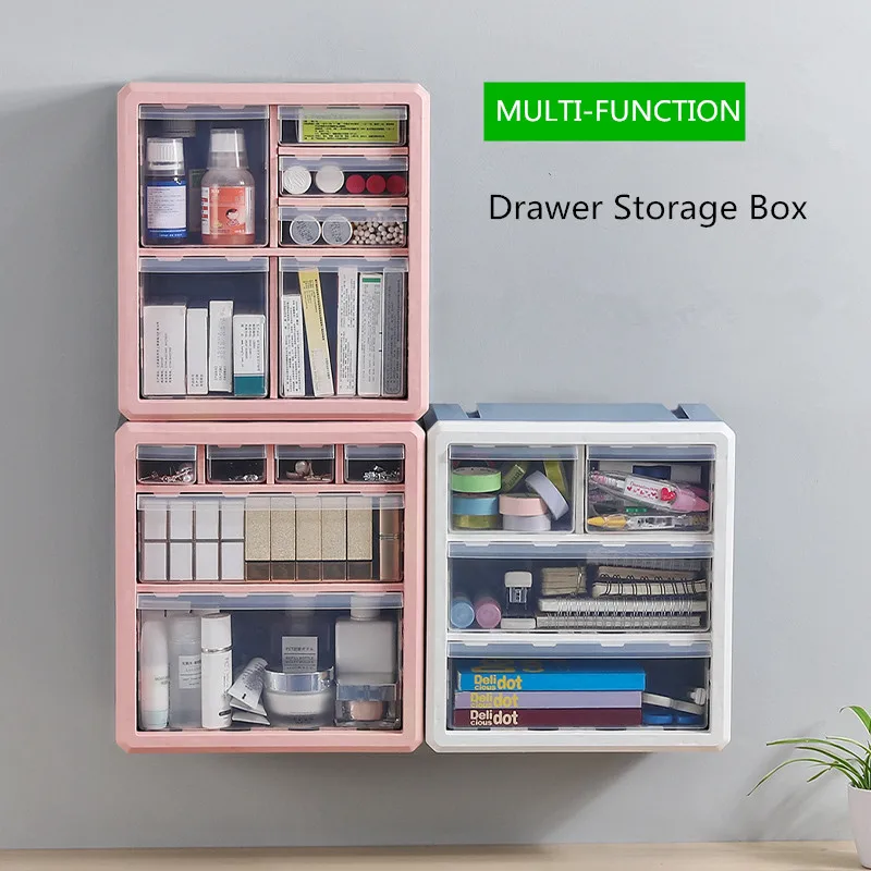 

Newest Plastic Storage Box Desktop Multi-layer Drawer Makeup Organizer Jewelry Boxes Sundries Toys Cosmetic Organizer Box