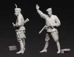 Весы модели 1/35 красный офицер армии с пистолетом Солдат Рисунок исторические Второй мировой войны Смола Модель Бесплатная доставка