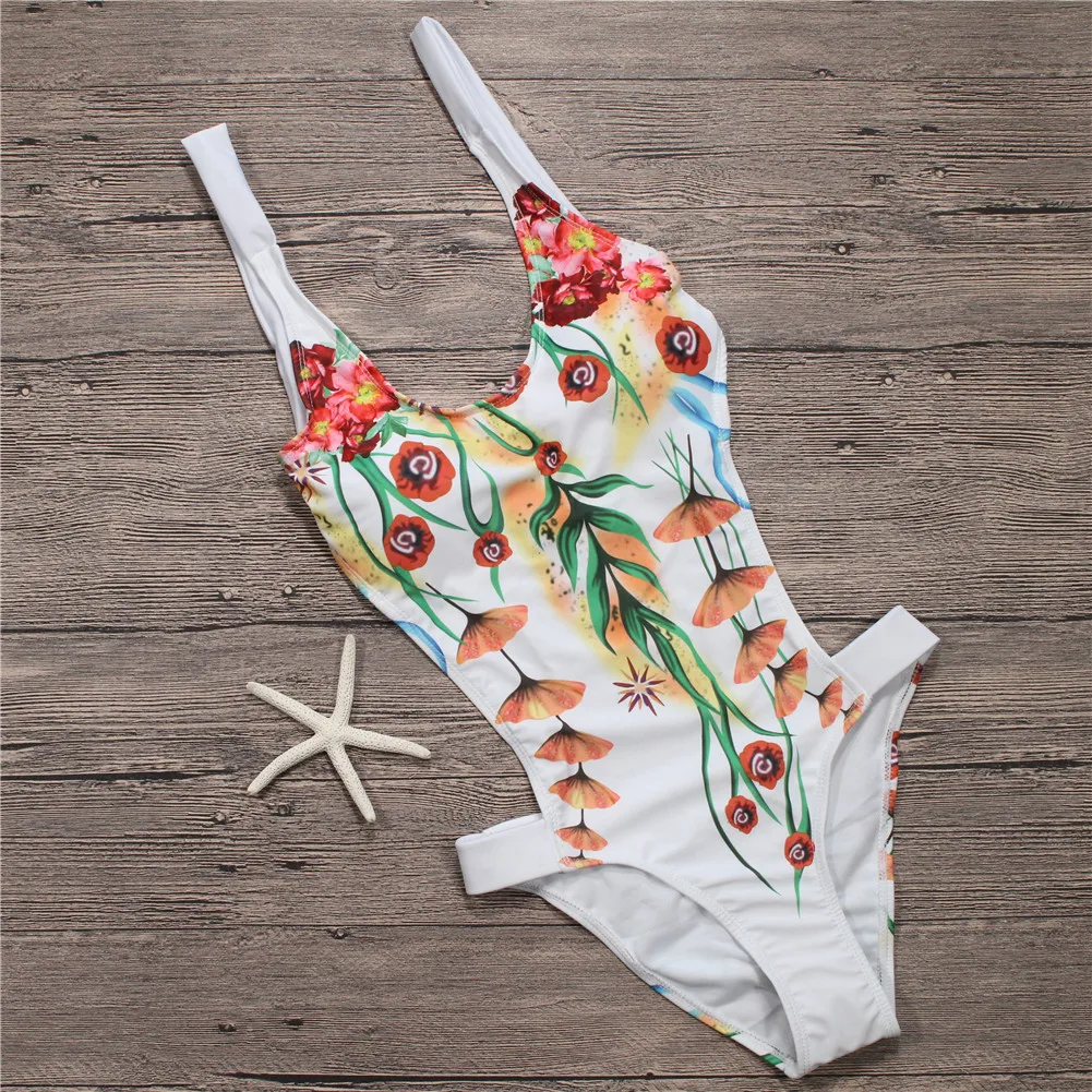 Women One Piece Suits New Ribbed High Leg One Piece Swimsuit High Cut