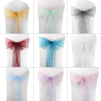 

OurWarm 50Pcs Organza Chair Sashes Bow Cover Chair Sashes Tulle for Hotel Banquet Weddings Party Chairs Decoration Supplies
