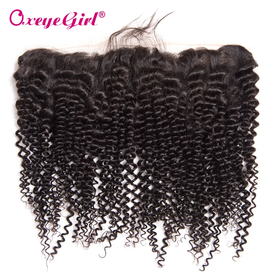 

Lace Front Brazilian Kinky Curly Hair 13x4 Ear to Ear Lace Frontal Closure With Baby Hair Remy Human Hair Oxeye girl 10"-24"