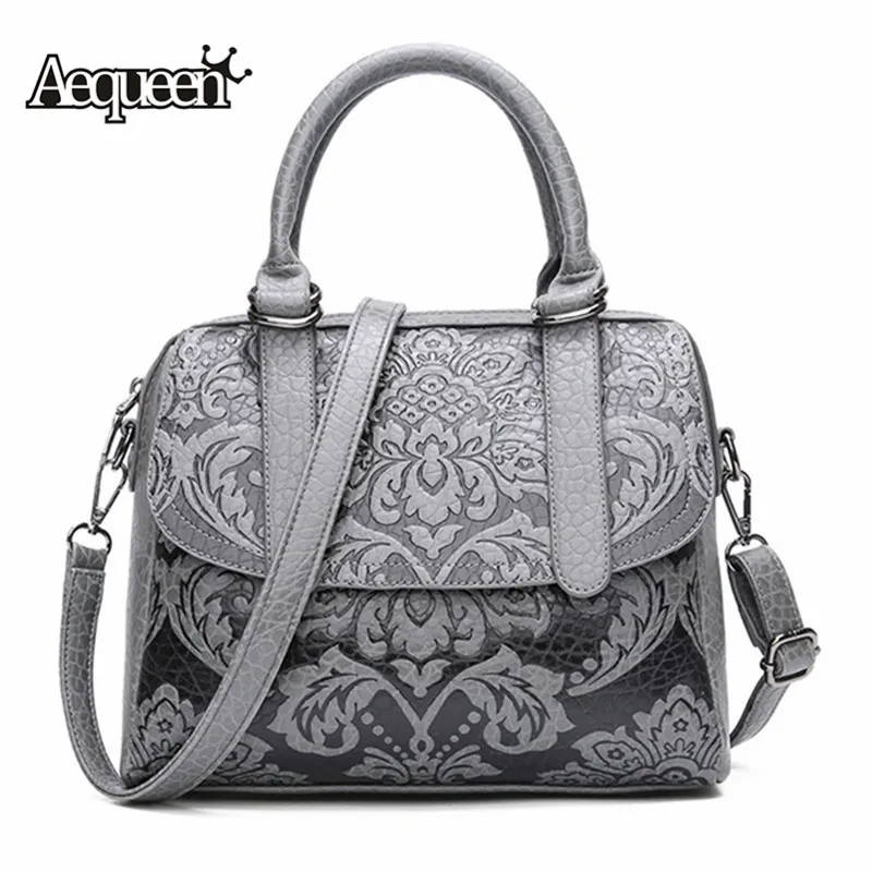 

AEQUEEN 2018 Brand Luxury Handbags Women High Quality Leather Shoulder Bags Embossed Casual Totes Ladies Vintage Messenger Bag